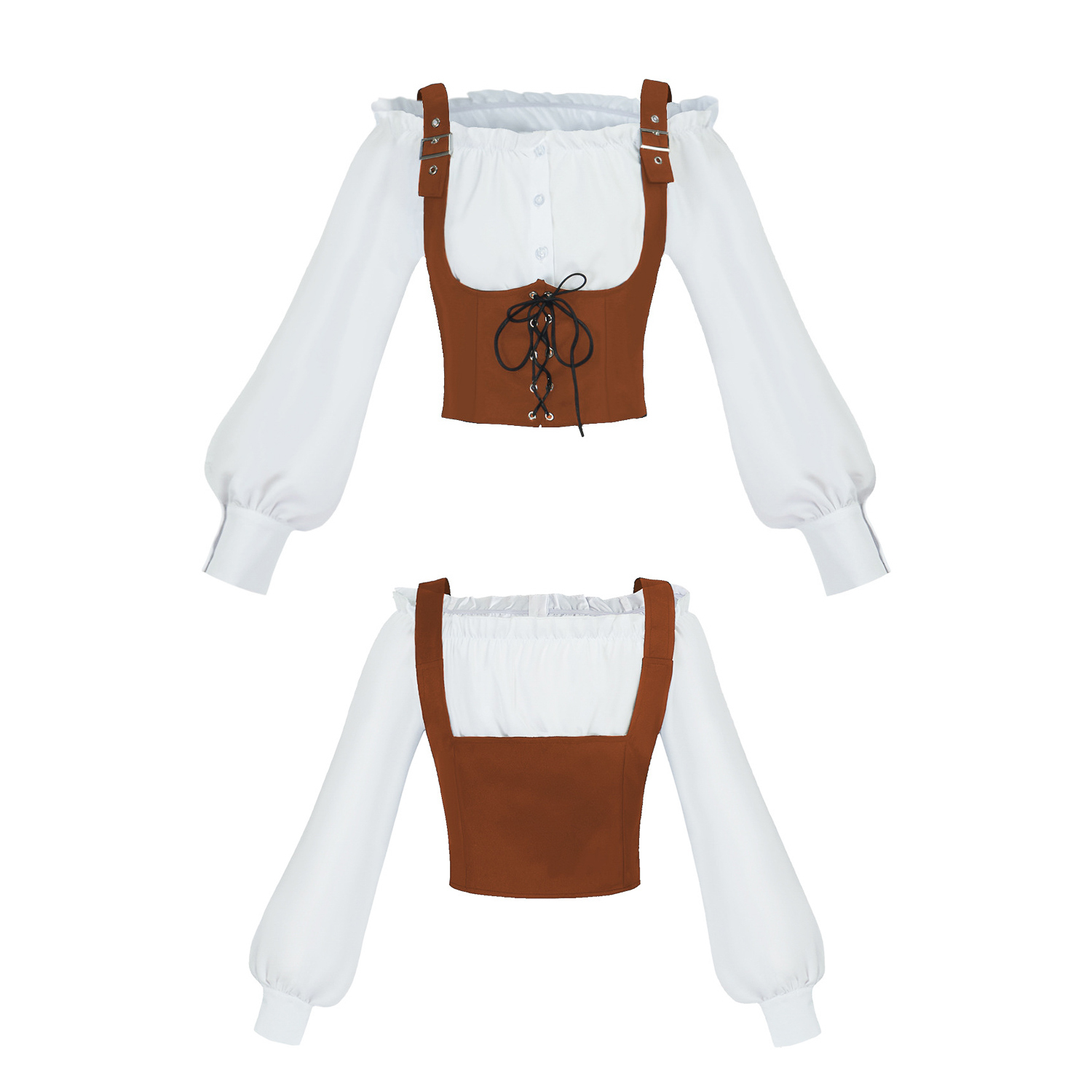 Blouse Off Shoulder - Setelan Kostum Renaissance 2 Potong, Blus