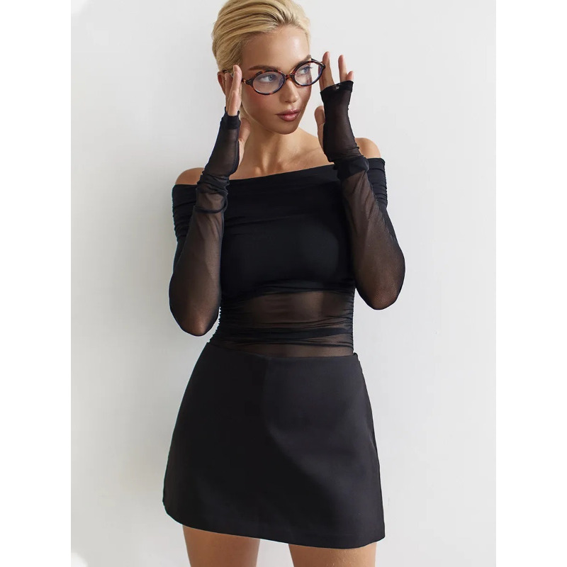 Atasan Wanita Berbahan Mesh Of - Blouse Off Shoulder ulasan dan harga