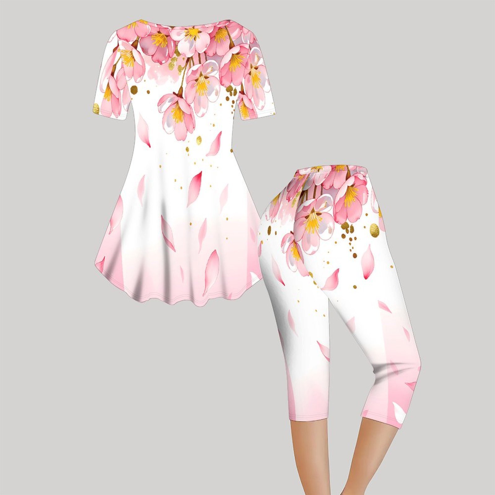 2pcs Set Dua Potong Motif Vint - Romper Floral Print ulasan dan harga