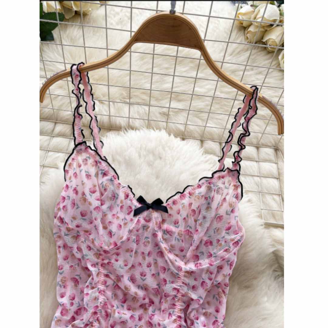 Setelan Pakaian Rumah Wanita y - Romper Floral Print ulasan dan harga
