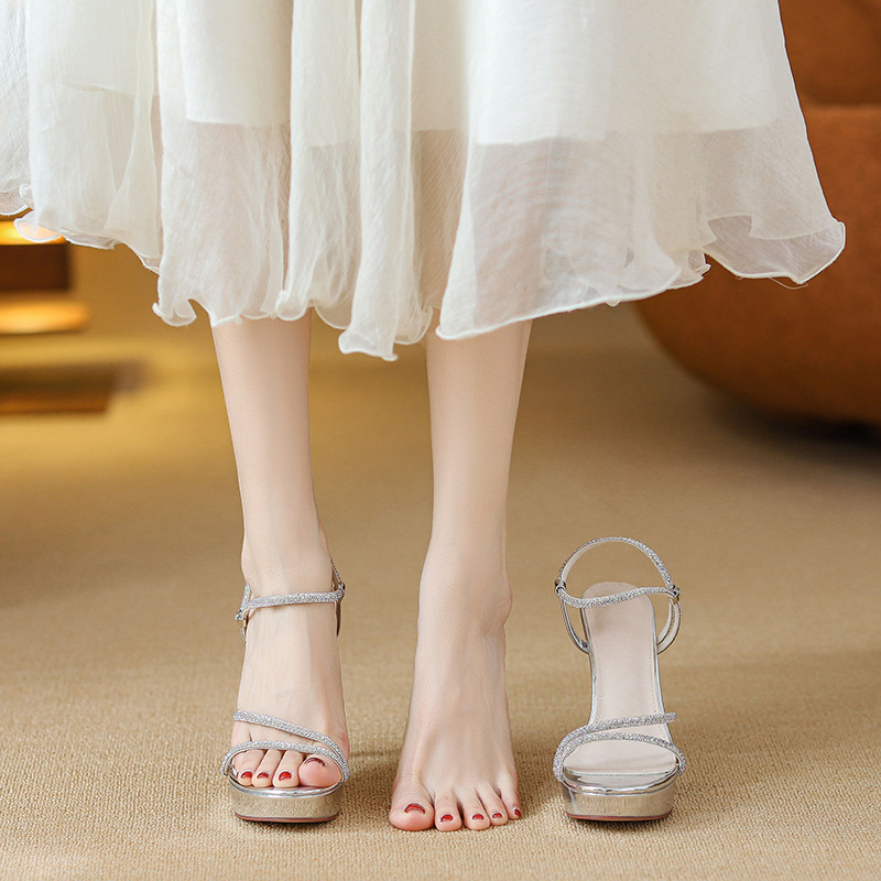 Sandal Wanita Hak Tinggi Platf - Sandal Strappy Heeled ulasan dan harga