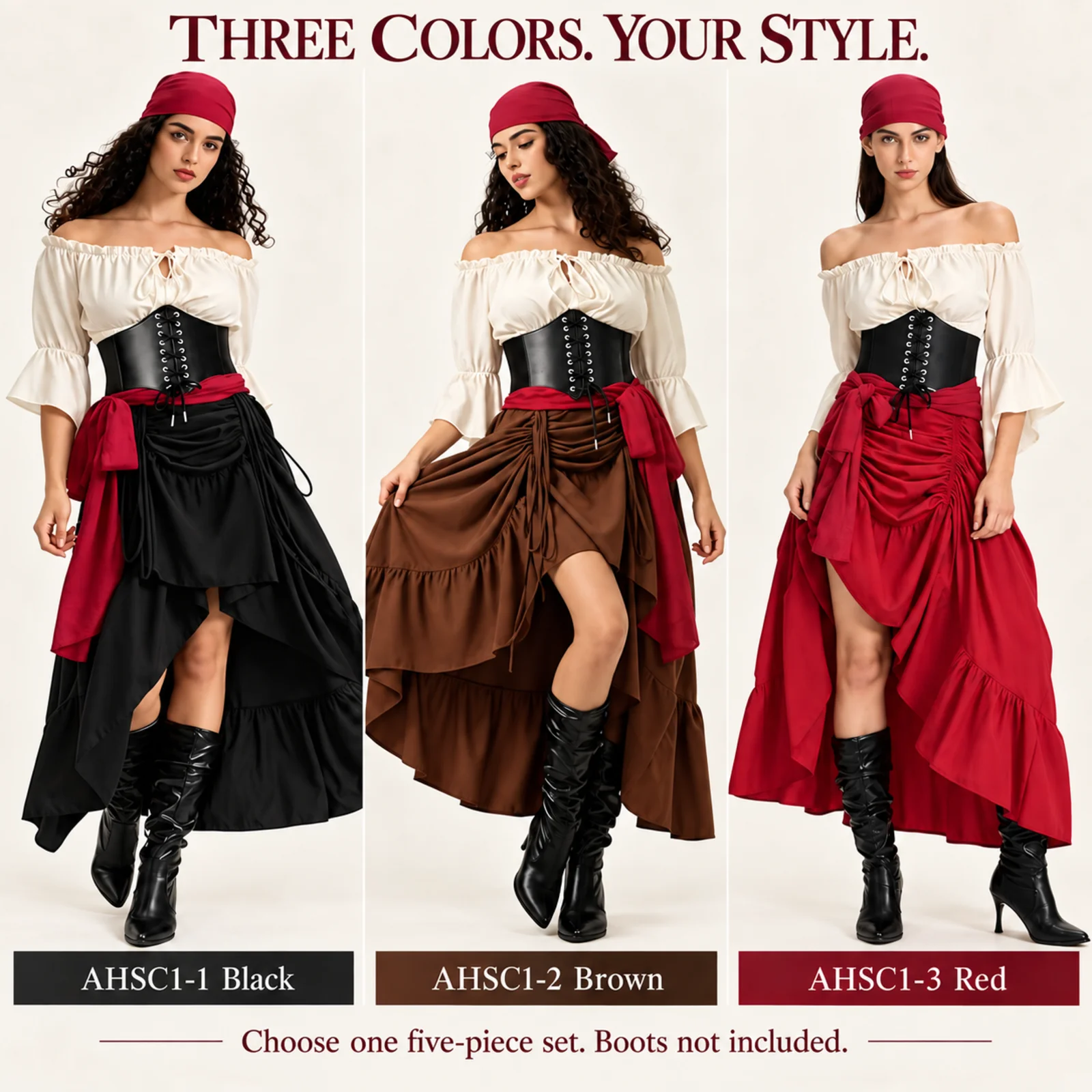 Set Kostum Bajak Laut Wanita,  - Blouse Off Shoulder ulasan dan harga