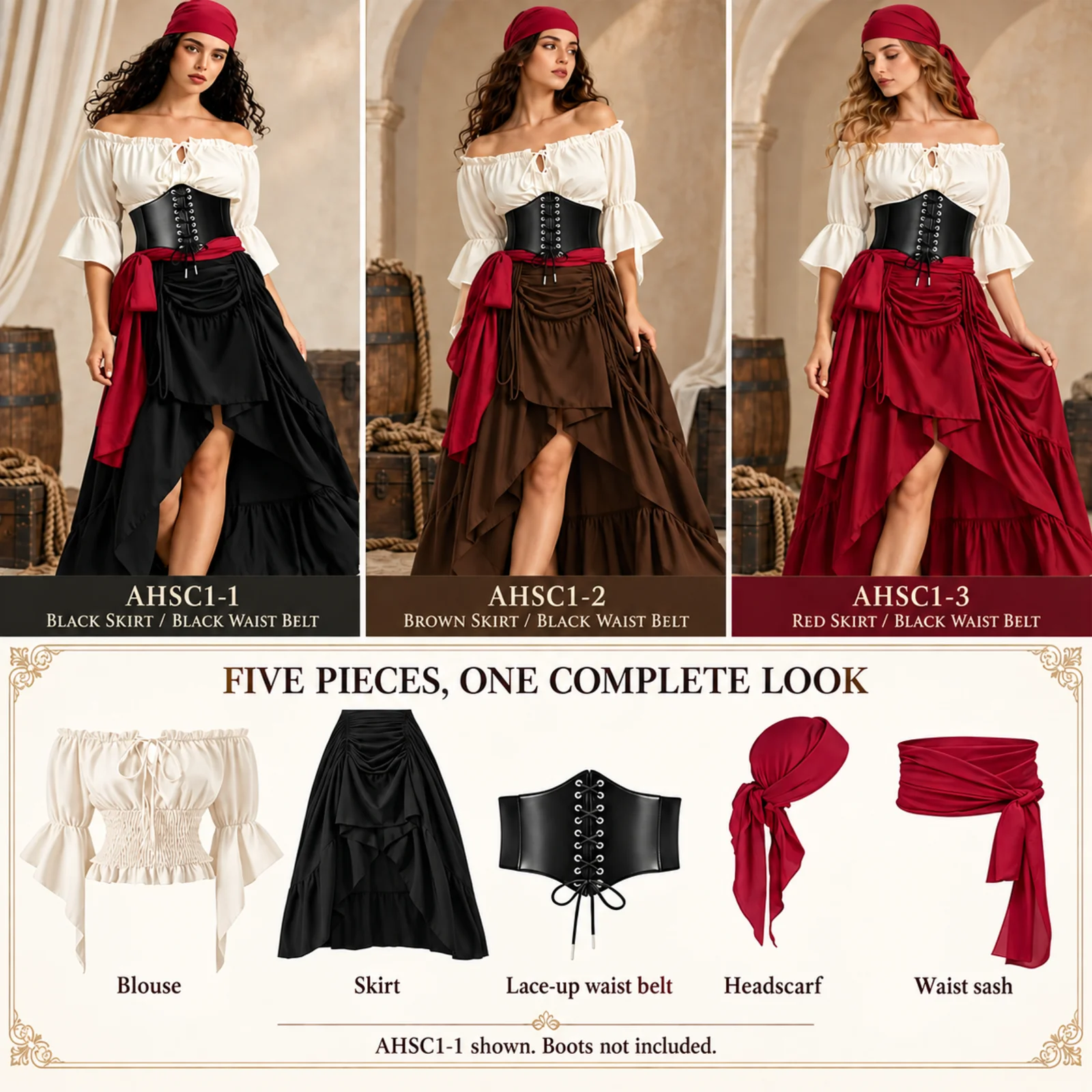 Set Kostum Bajak Laut Wanita,  - Blouse Off Shoulder ulasan dan harga