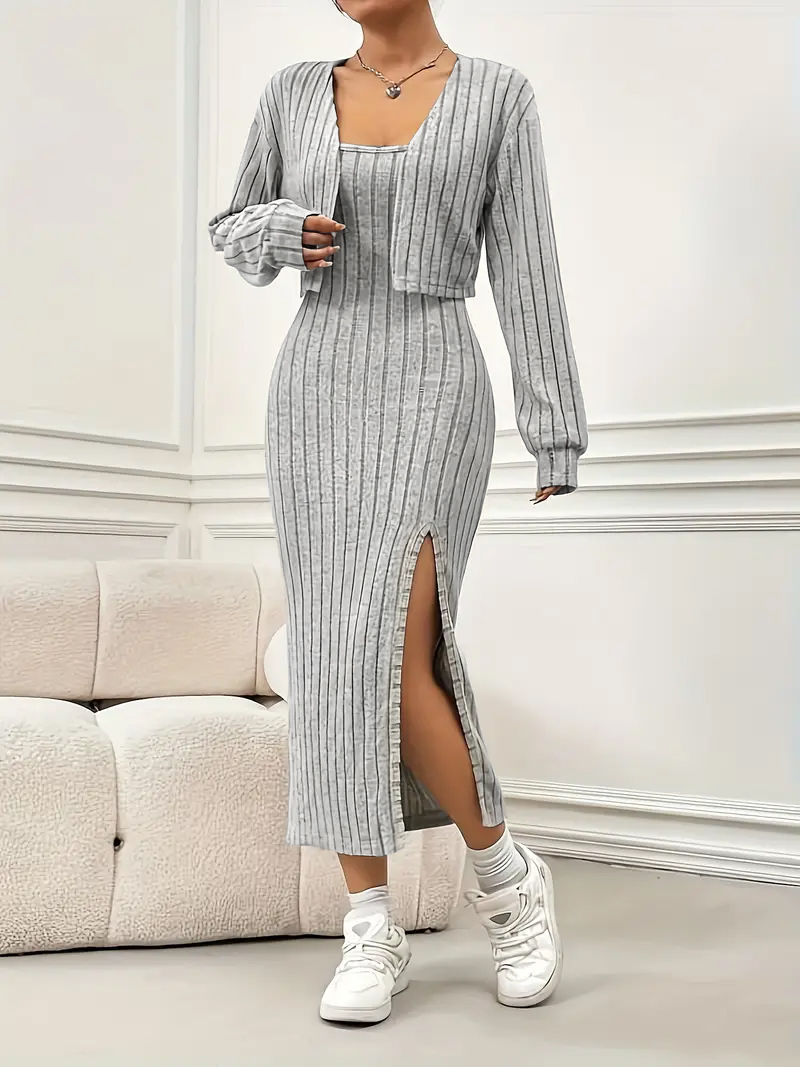 Set Rajutan Ribbed 2 Potong un - Crop Top Crochet ulasan dan harga