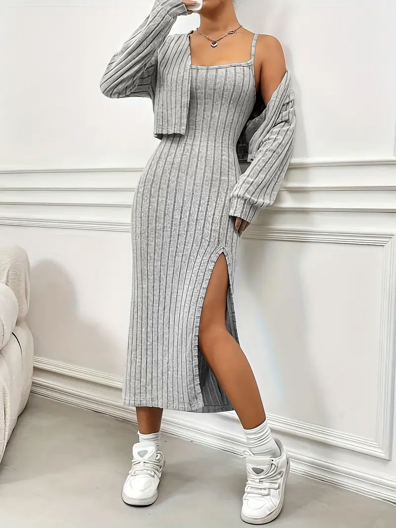 Set Rajutan Ribbed 2 Potong un - Crop Top Crochet ulasan dan harga